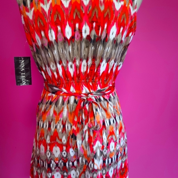 Nina Leonard Orange Multicolor Beaded Summer Dress (Size Small) (NWT!) - Picture 5 of 9